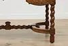 Victorian Antique Carved Oak Office Library Desk, Twist Legs (10)