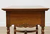 Victorian Antique Carved Oak Office Library Desk, Twist Legs (12)