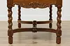 Victorian Antique Carved Oak Office Library Desk, Twist Legs (13)