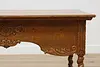 Victorian Antique Carved Oak Office Library Desk, Twist Legs (16)