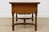 Victorian Antique Carved Oak Office Library Desk, Twist Legs (19)