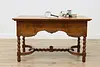 Victorian Antique Carved Oak Office Library Desk, Twist Legs (2)