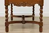 Victorian Antique Carved Oak Office Library Desk, Twist Legs (21)