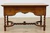 Victorian Antique Carved Oak Office Library Desk, Twist Legs (6)