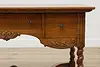 Victorian Antique Carved Oak Office Library Desk, Twist Legs (8)