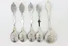 Set of 5 Dutch Silverplate Coffee Spoons Delft Blue Windmill (5)