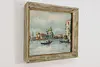 Venice City & Gondola Boat Vintage Original Oil Painting 17" (3)