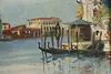 Venice City & Gondola Boat Vintage Original Oil Painting 17" (9)