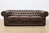 Chesterfield Vintage Tufted Espresso Leather Sofa or Couch (3)