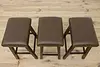 Set of 3 Rustic Farmhouse Leather Bar or Breakfast Stools (7)