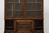 Dutch Antique Carved Oak Secretary Desk & Bookcase (13)