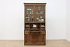 Dutch Antique Carved Oak Secretary Desk & Bookcase (2)