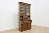 Dutch Antique Carved Oak Secretary Desk & Bookcase (3)