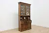 Dutch Antique Carved Oak Secretary Desk & Bookcase (4)