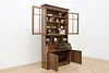 Dutch Antique Carved Oak Secretary Desk & Bookcase (5)