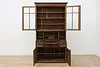 Dutch Antique Carved Oak Secretary Desk & Bookcase (7)