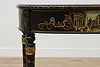 Chinoiserie Paint Vintage Lacquer Hall Table or Sofa Console (9)