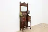 Victorian Antique Carved Oak Hall Tree or Stand, Mirror (2)