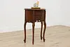 French Vintage Carved Walnut Demilune Nightstand End Table (2)