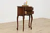 French Vintage Carved Walnut Demilune Nightstand End Table (3)