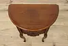 French Vintage Carved Walnut Demilune Nightstand End Table (5)