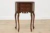 French Vintage Carved Walnut Demilune Nightstand End Table (6)