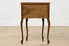 French Vintage Carved Walnut Demilune Nightstand End Table (8)