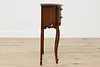 French Vintage Carved Walnut Demilune Nightstand End Table (9)