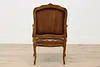 French Antique Carved Birch & Floral Needlepoint Arm Chair (10)