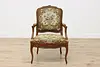 French Antique Carved Birch & Floral Needlepoint Arm Chair (2)