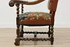 Renaissance Antique Unicorn Needlepoint Petit Point Chair (9)