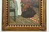 Ladies & Model Ship Vintage Original Painting Hanson 48.5" (5)