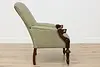 Victorian Antique Walnut Carved Dog Head Armchair New Fabric (13)