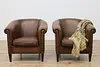 Pair of Art Deco Vintage Sheep Leather Club or Office Chairs (2)