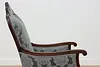 French Antique Walnut Marquetry Library Chair New Upholstery (13)