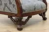 French Antique Walnut Marquetry Library Chair New Upholstery (15)