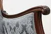 French Antique Walnut Marquetry Library Chair New Upholstery (17)