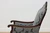 French Antique Walnut Marquetry Library Chair New Upholstery (7)