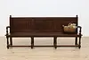 English Tudor Design Antique Oak Hall Settee or Bench (2)