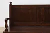 English Tudor Design Antique Oak Hall Settee or Bench (3)