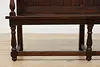 English Tudor Design Antique Oak Hall Settee or Bench (6)