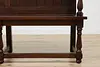 English Tudor Design Antique Oak Hall Settee or Bench (8)