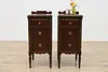 Pair of Tudor Design Antique Walnut Nightstands, White (2)