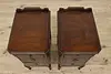 Pair of Tudor Design Antique Walnut Nightstands, White (5)