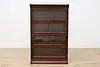 Arts & Crafts Antique Lawyer 4 Stack Office Bookcase, GRM (7)