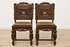 Set of 8 Antique Mouth of Truth Oak & Leather Dining Chairs (10)