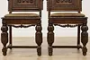 Set of 8 Antique Mouth of Truth Oak & Leather Dining Chairs (12)