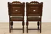 Set of 8 Antique Mouth of Truth Oak & Leather Dining Chairs (15)