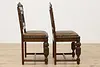 Set of 8 Antique Mouth of Truth Oak & Leather Dining Chairs (16)