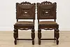 Set of 8 Antique Mouth of Truth Oak & Leather Dining Chairs (17)